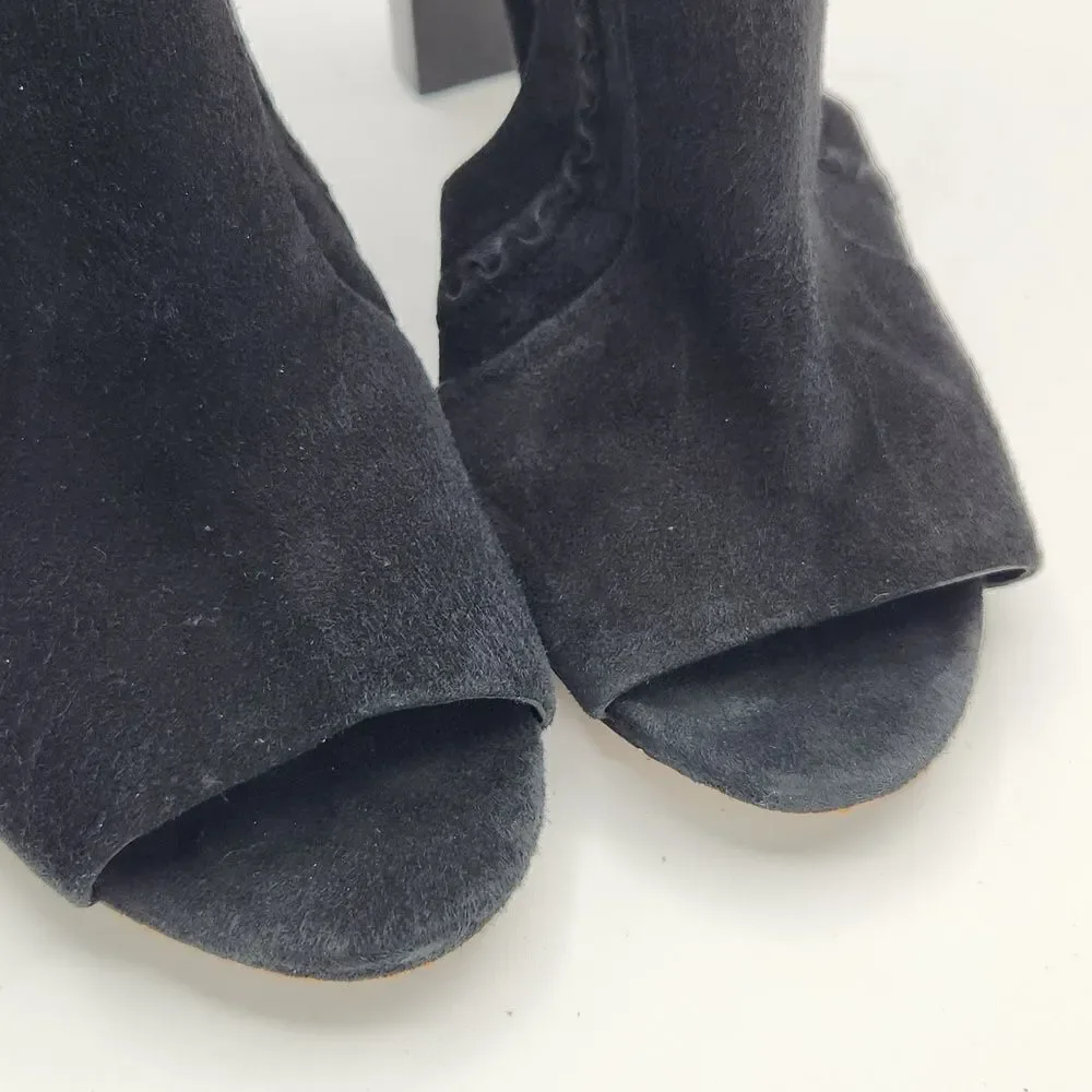 VINCE CAMUTO Conley Black Leather Suede Peep-Toe